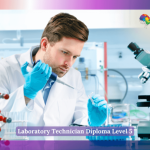 A male laboratory technician wearing a white lab coat and blue gloves carefully using a pipette in a modern laboratory setting, surrounded by lab equipment including a microscope and molecular model.