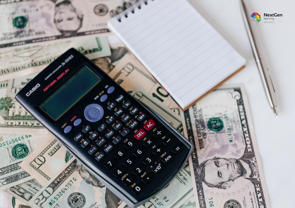 Calculator with Dollar Bills