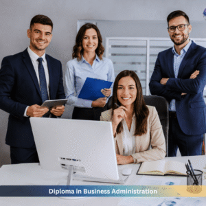 Professional business administration team in a modern office for Level 3 Diploma in Business Administration online course by NextGen Learning