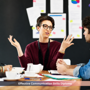 Effective communication skills training – professionals discussing ideas in a team meeting for communication skills diploma course