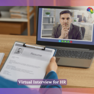 HR manager reading cv during virtual job interview with a candidate