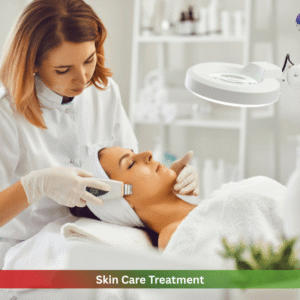 Professional skin care treatment facial therapy with aesthetician using advanced skincare device in clinic