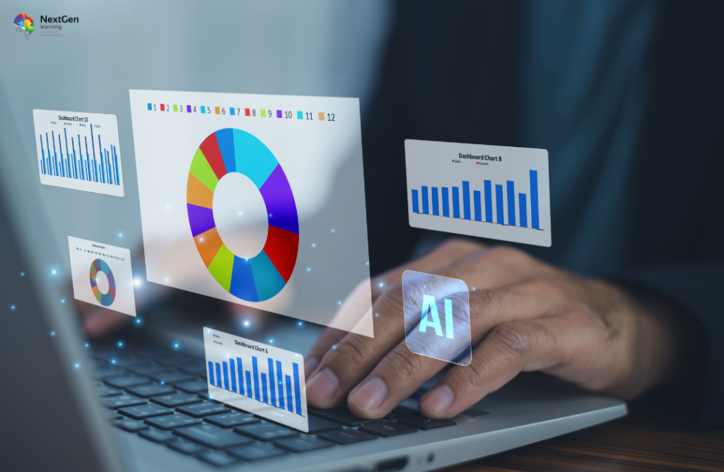 Laptop with Holographic Charts and AI Icon