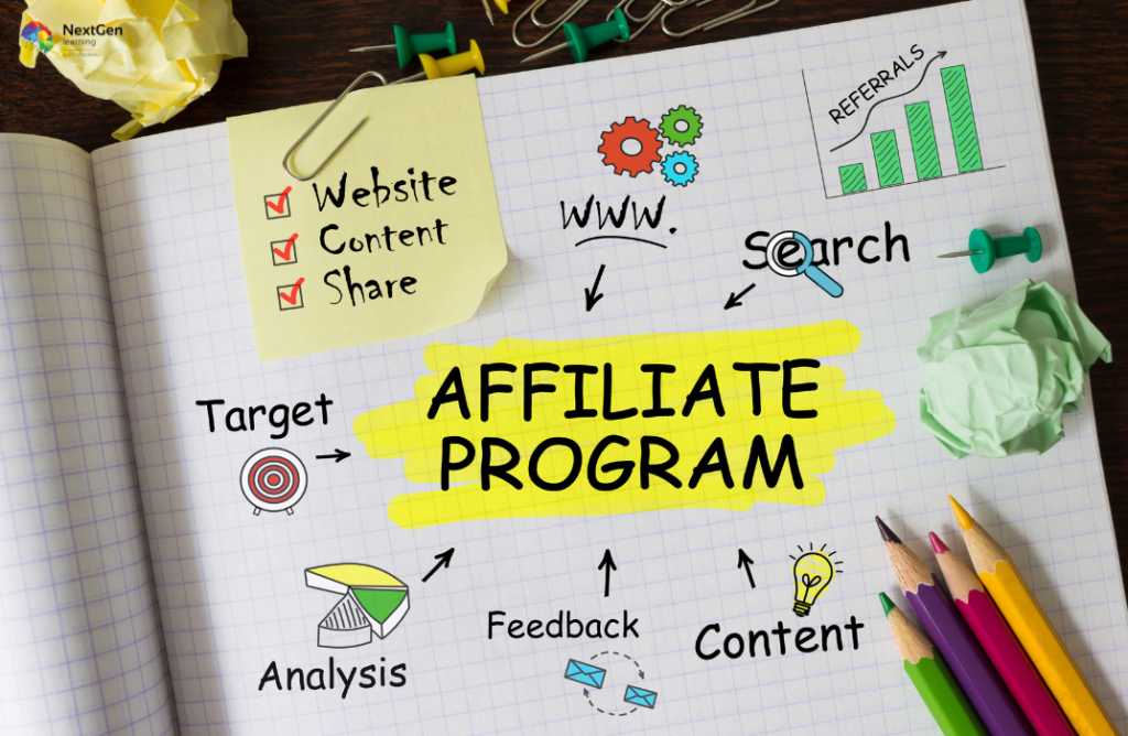 Notebook Diagram with Marketing Elements