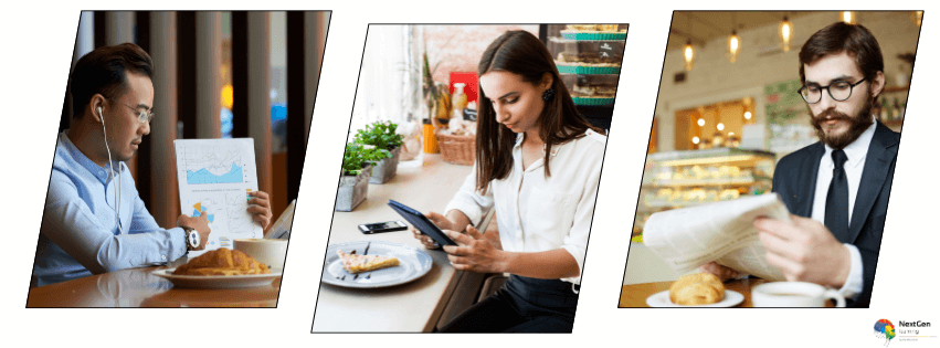 Professionals analysing restaurant profits, menu data and financial performance