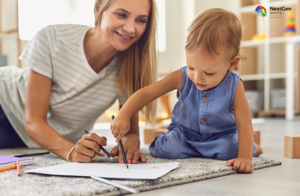 Adult and Child Drawing Together