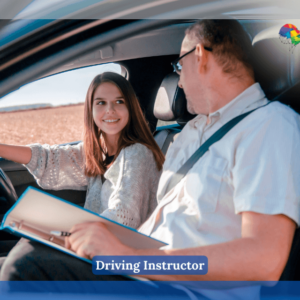 Driving Instructor - Woman learn to drive a car with