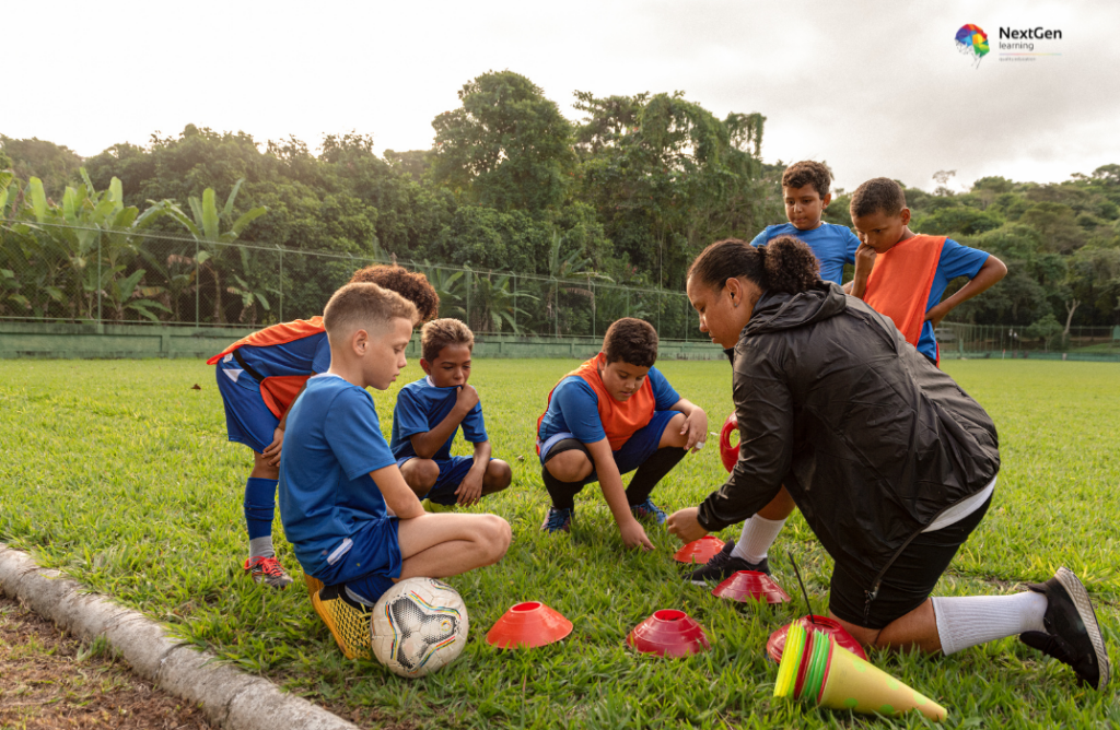 Coach Guiding Young Players
