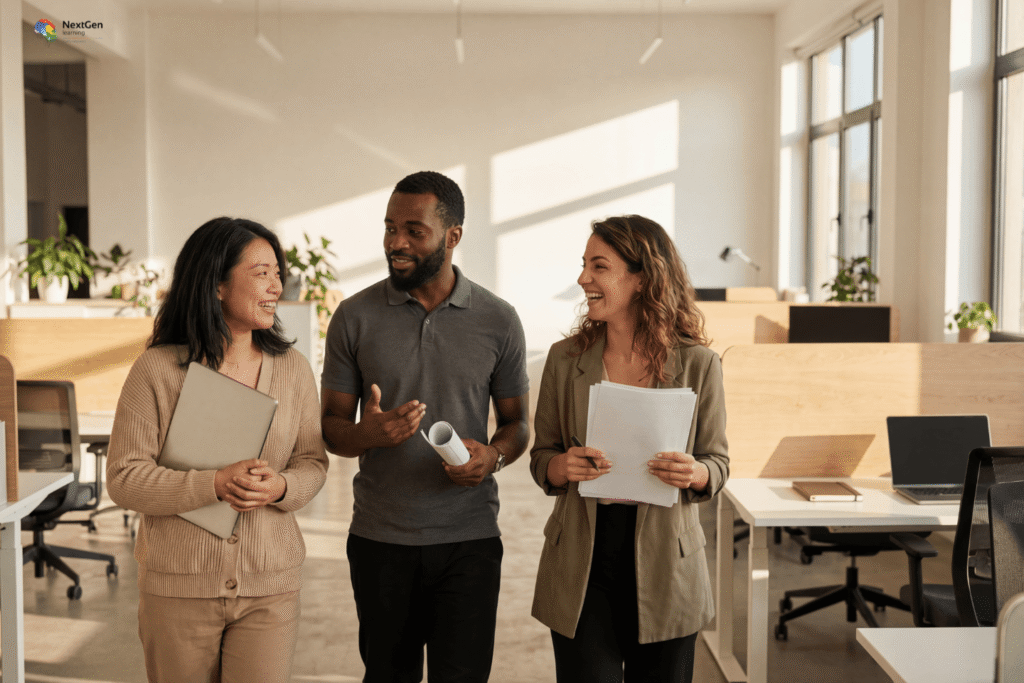 Infographic showing workplace confidentiality, highlighting professional trust, secure information handling, employee responsibility, ethical communication, and safeguarding sensitive data in collaborative office environments.