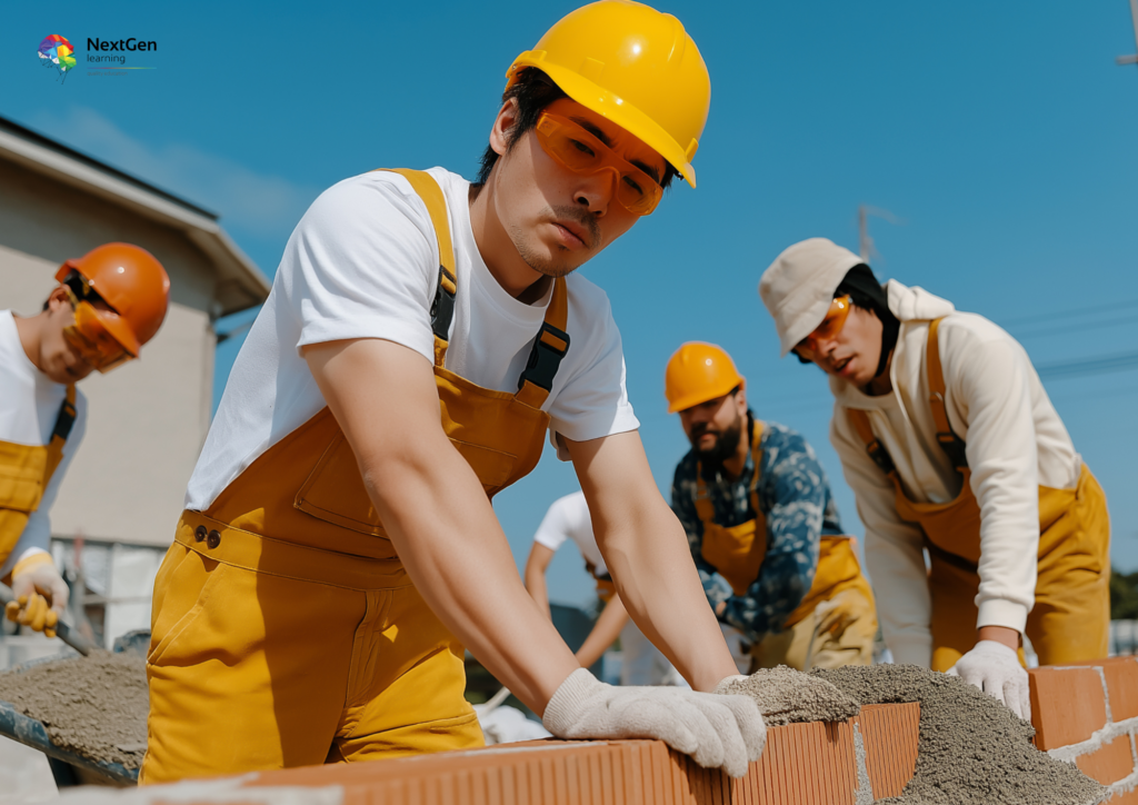 Bricklaying Workers Outdoors