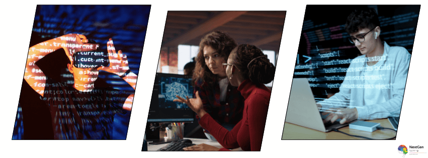 Python programming and computer science course visual with coding interface