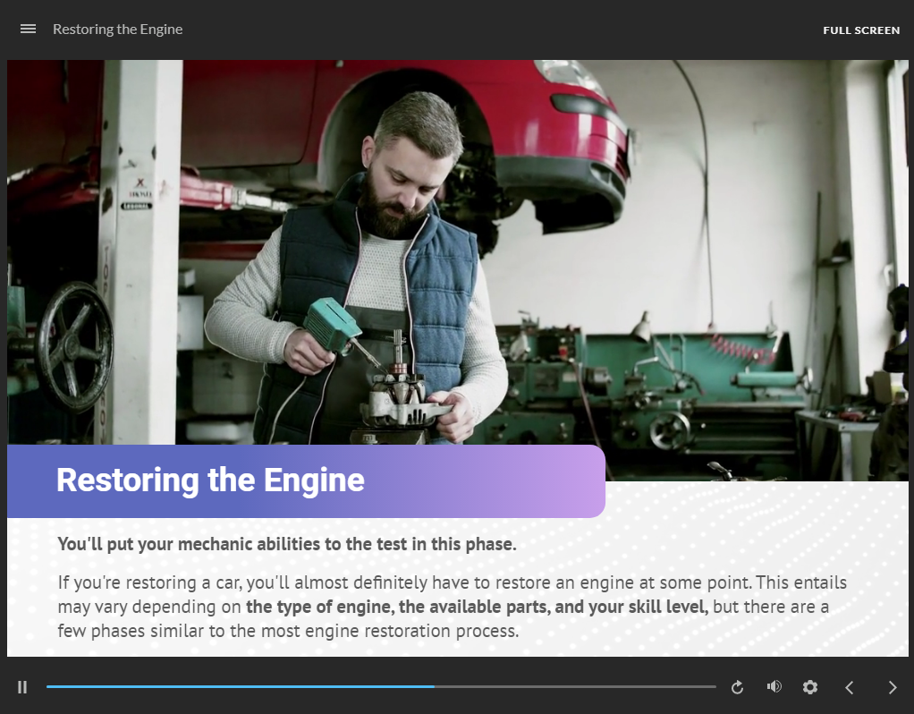 Car Restoration Next Generation Learning