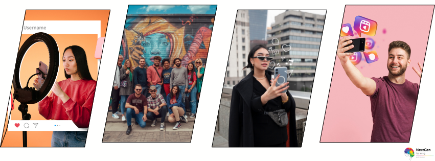 Instagram marketing professionals creating content and growing audience