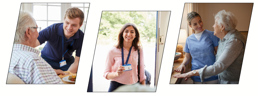 Care workers supporting elderly individuals, reflecting key Care Manager Responsibilities in different care settings.