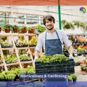 Horticulture -Man standing with vegetables in a garden