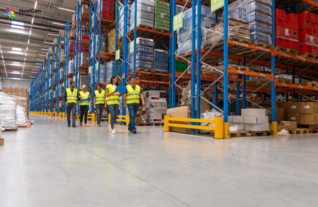 Workers Inspecting Logistics Facility