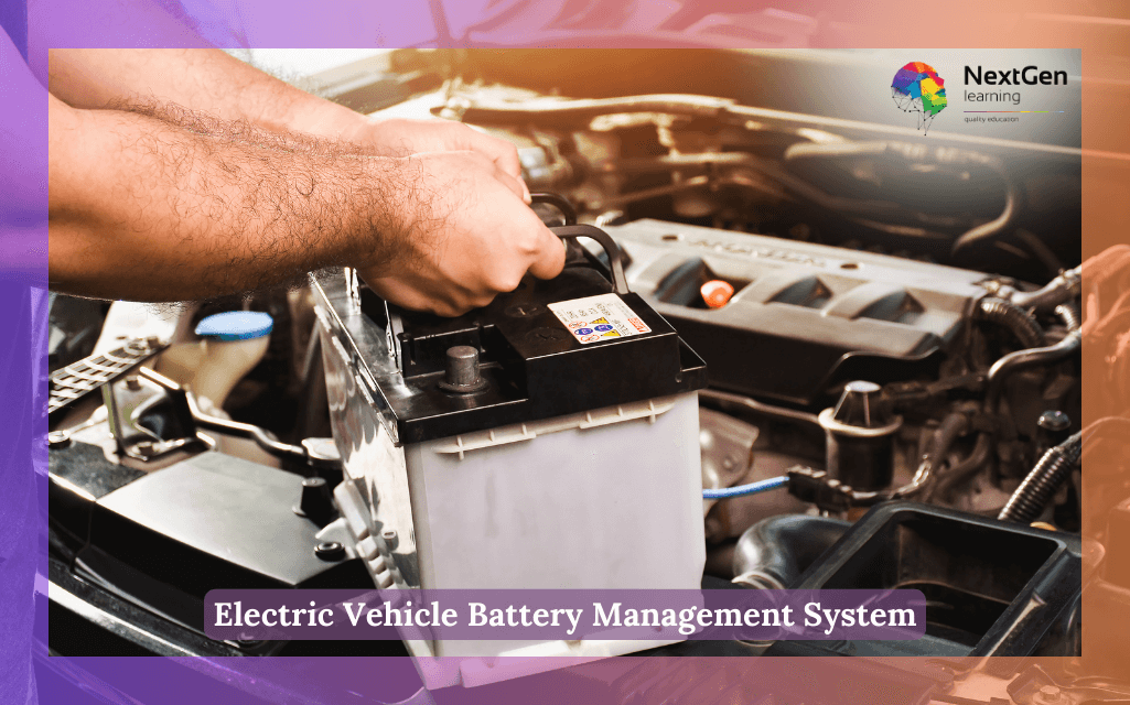 Electric Vehicle Battery- A auto mechanic carries a replacement car battery for car electr