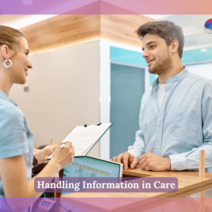 Handling Information in Care- Man Talking to Professional Receptionist in Clinic