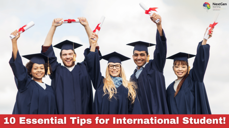 A group of international students pose for a photo with certificates