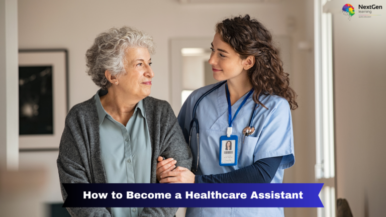 A healthcare assistant, a young woman, provides support to an elderly woman in a home setting, both looking at each other with smiles.