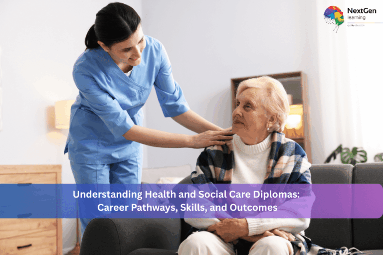 Health and social care worker supporting an elderly person in a home care setting