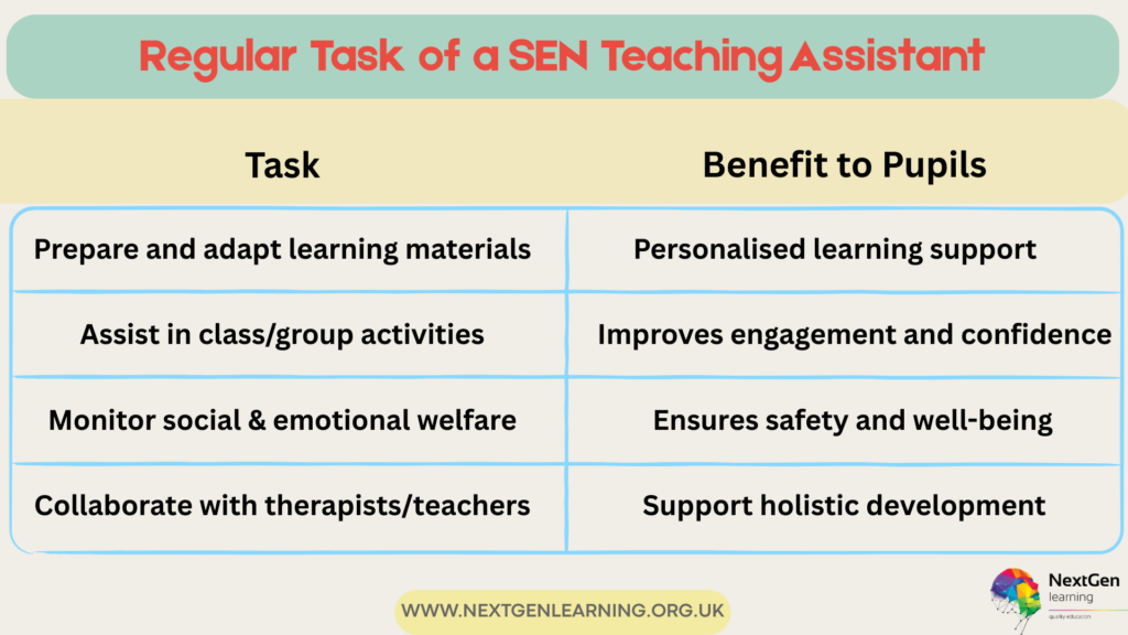 regular task of a sen teaching assistant