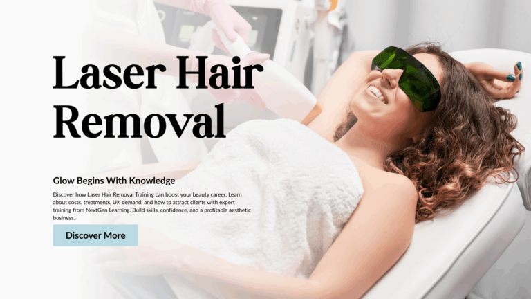A woman receiving professional Laser Hair Removal treatment with protective eyewear in a modern clinic, representing Laser Hair Removal courses, techniques, and costs.