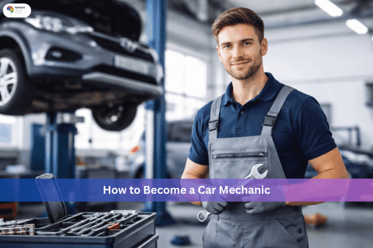 Car mechanic working in a modern garage environment with professional tools and vehicle equipment in the UK