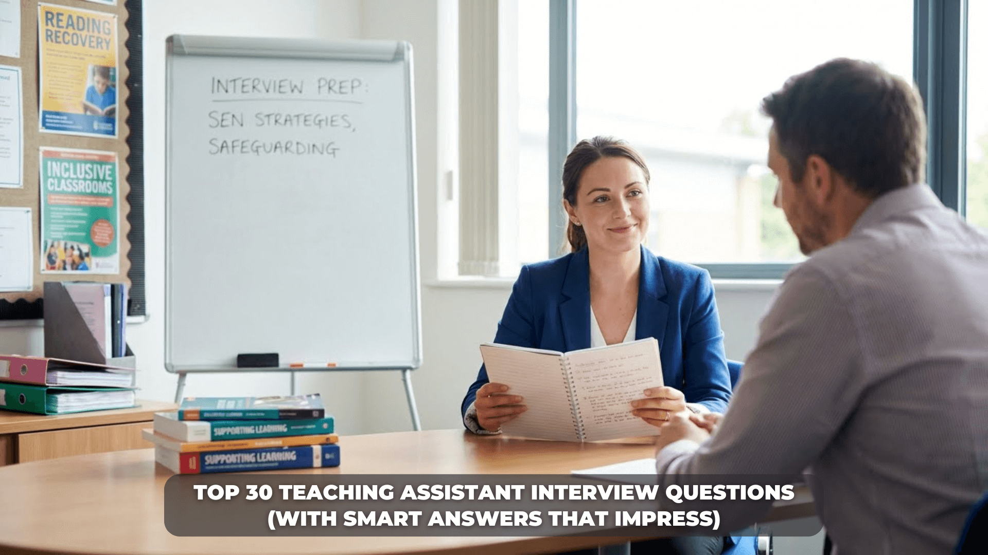 Teaching assistant interview preparation showing key skills and safeguarding discussion in a UK school
