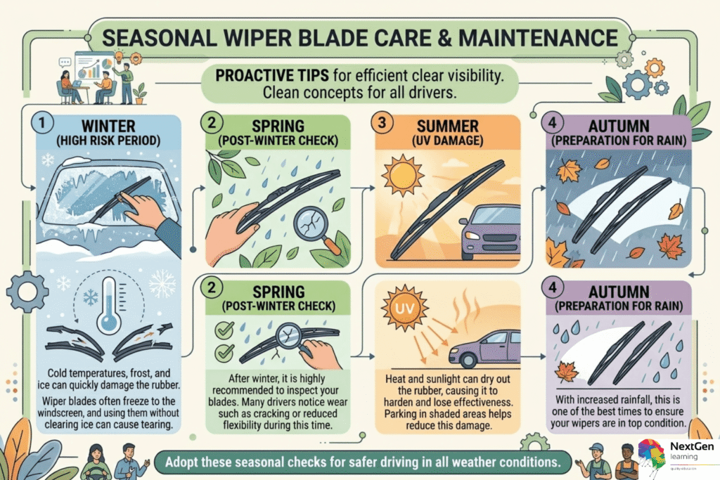Infographic showing seasonal impact on windscreen wiper blades performance