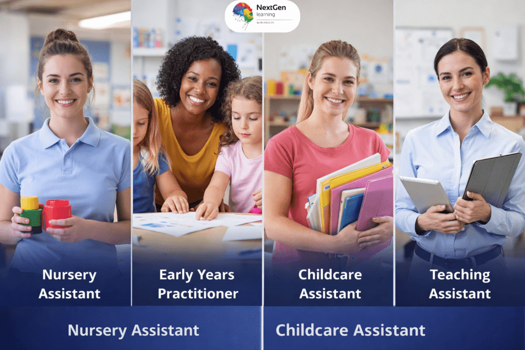 Nursery Assistant and Childcare Career Path Roles Banner