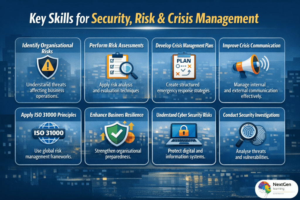 Security risk and crisis management skills infographic