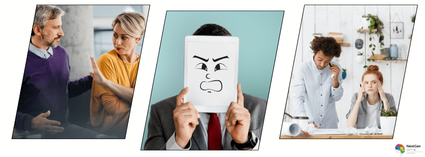 Professionals experiencing anger and conflict situations at work