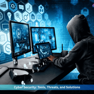 Cyber security professional analysing threats using multiple screens with data protection tools and network security systems