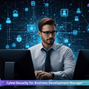 Cyber security for business development manager working on data protection, network security, and cyber risk management in a digital environment