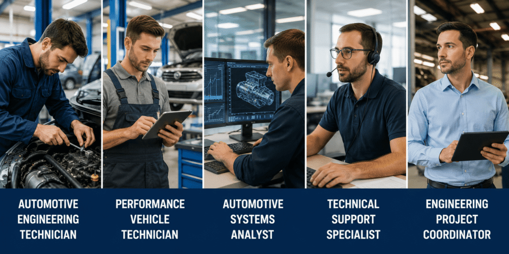Automotive engineering professionals working in supercharger and performance vehicle careers