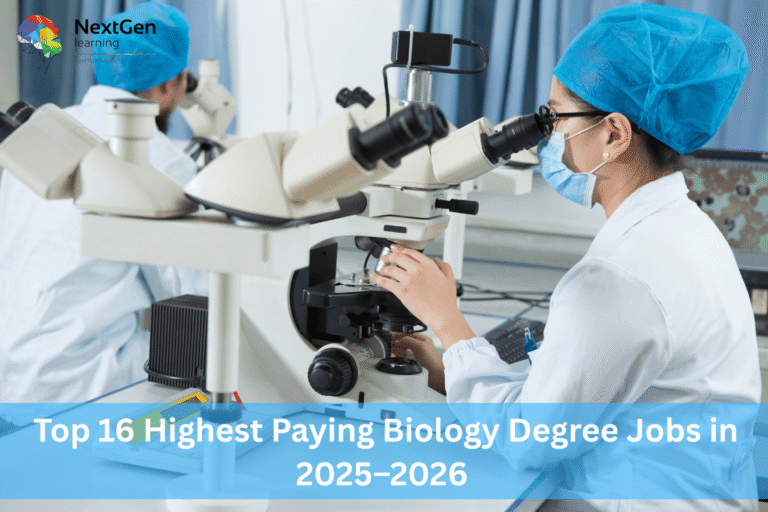 Image showing two scientists in laboratory coats and masks working with microscopes, representing biology and research careers, aligned with the theme of top‑paying biology degree jobs projected for 2025–2026.