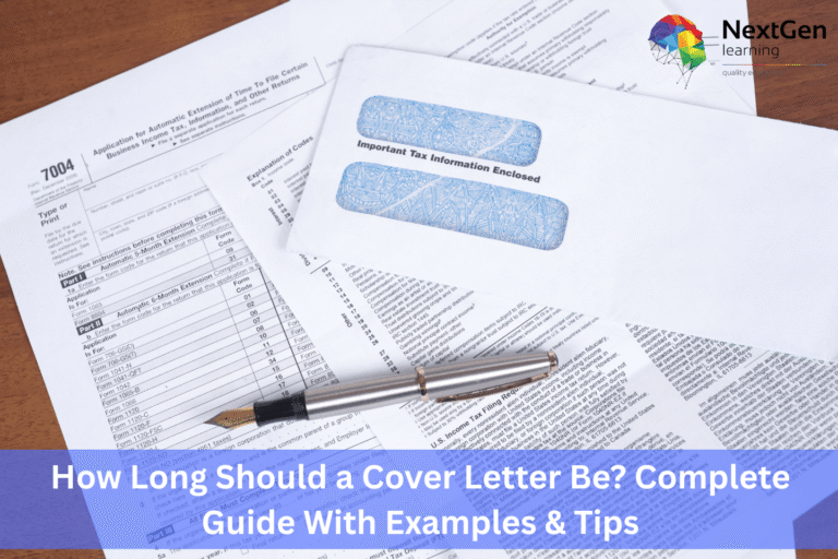Image showing tax documents, an envelope marked “Important Tax Information,” and a pen, symbolising professional paperwork and guidance on cover letter length and writing tips.