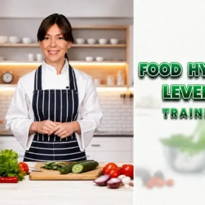 Chef in a clean kitchen preparing fresh vegetables for Food Hygiene Level 2 Training and food safety education.