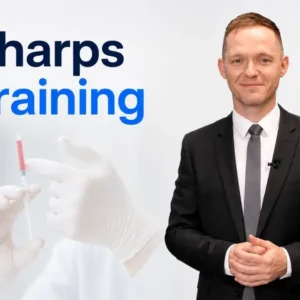 Sharps Training course covering safe needle handling, sharps disposal and needlestick injury prevention for healthcare workers.